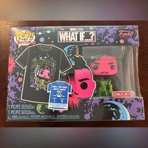 FUNKO POP MARVEL WHAT IF KILLMONGER BLACKLIGHT T-SHIRT BOX SET NEW IN BOX SEALED